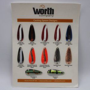 Worth Company Casting Spoons Design Salesman Display Board 3 Advertising Fishing